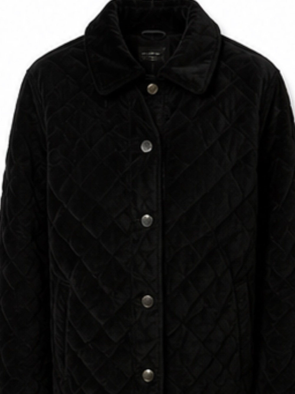 JM Collection Woman Black Quilted Velvet Jacket Plus Size 16W Diamond Pattern